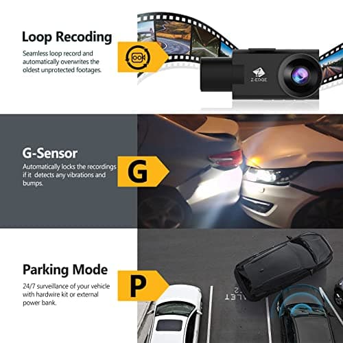 Dash Cam, Z3Pro Dash Cam Front and Inside, 2K+1080P Front and Inside Dual, Car Camera, IR Night Vision, Parking Mode, G-Sensor, Support 256GB 7