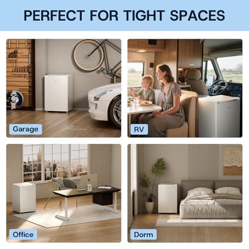 Upstreman 3.0 Cu.ft Small Mini Freezer Upright Freezer with Reversible Door, Fast Cooling, 5 Adjustable Thermostat, Stand Up Freezers with Ice Trays Defrosting Tools for Home, Dorm (White) 9