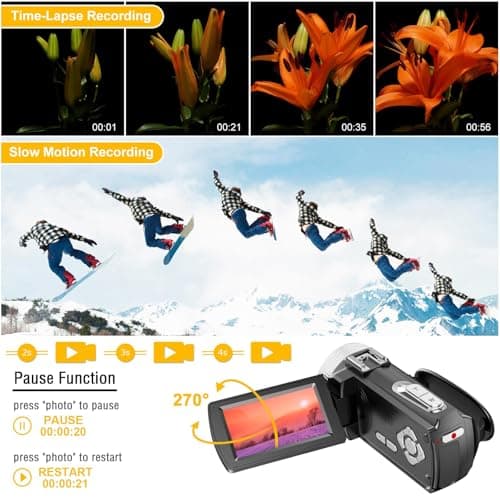 4K Video Camera Camcorder - 48MP 30FPS with Wireless Lavalier Mic & External Mic | 3" Ultra HD Screen, 18X Digital Zoom | Vlogging/YouTube Recorder + 32GB SD Card Included 6