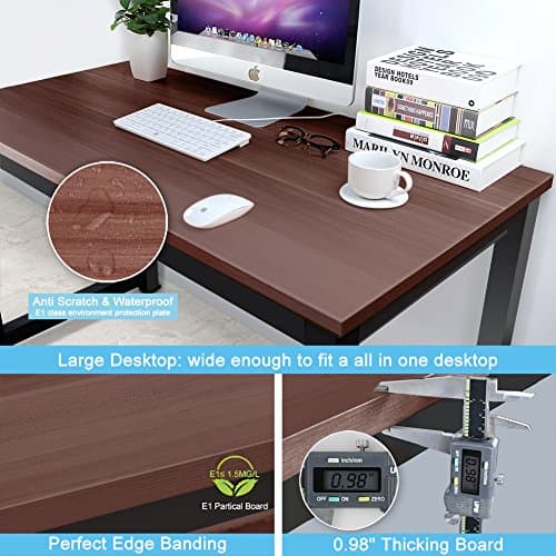 Tribesigns Computer Desk, 55 inch Large Office Desk Computer Table Study Writing Desk for Home Office, Teak + Black Leg 5