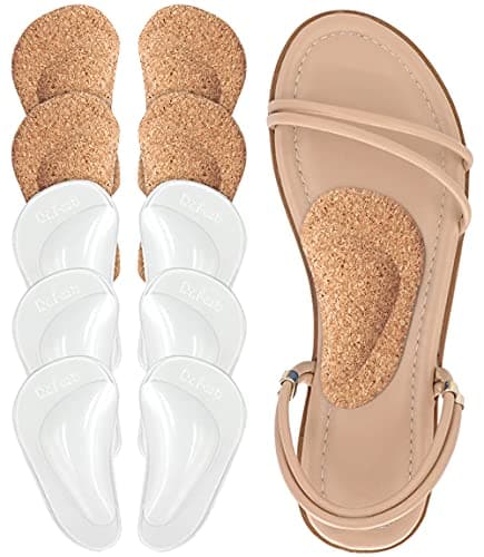 Dr.Foot Plantar Fasciitis Arch Support Shoe Insoles 5 Pairs, Thicken Gel Arch Pads for Flat Feet - Self-Adhesive Arch Cushions Inserts for Men and Women