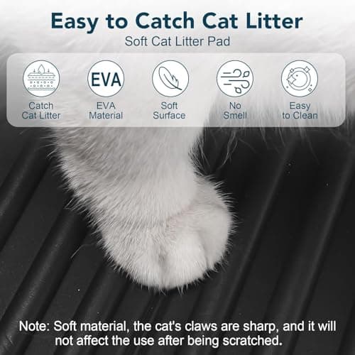 UPSKY Cat Litter Mat, Large Kitty Litter Trapping Mat Soft on Kitty Paws, Litter Box Mat Keep Floor Clean, 31" x 24" Waterproof and Washable Trapping Mats Catcher Pad for Scatter Control 5