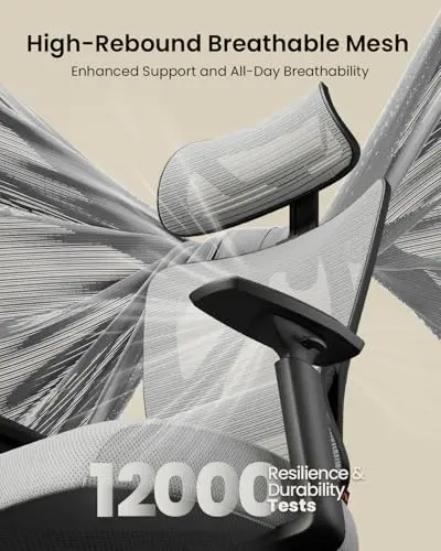 ProtoArc Ergonomic Office Chair, EC100 Big and Tall Mesh Computer Desk Chair with 30% Thicker Saddle Shaped Spring Cushion, Lumbar Support, Adjustable Headrest, Armrest for Home and Office - Gray 5