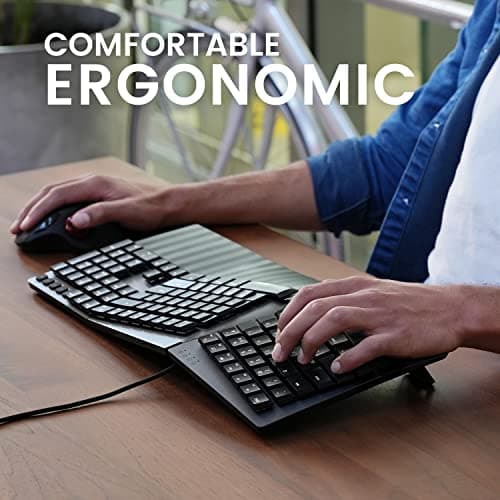 Perixx PERIBOARD-535BR Wired Ergonomic Mechanical Split Keyboard - Low-Profile Brown Tactile Switches - Programmable Feature with Macro Keys - Compatible with Windows and Mac OS X - US English, Black 8