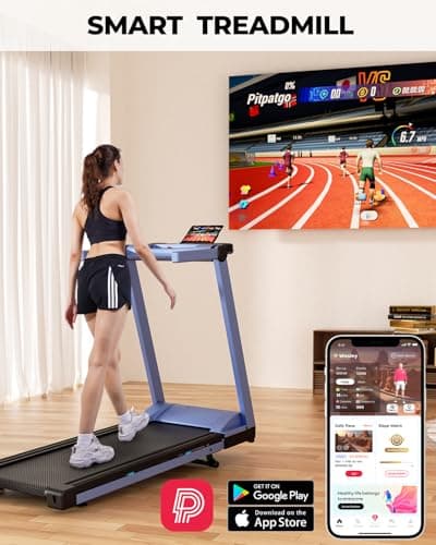 DeerRun Foldable Treadmill for Home with 6% Manual Incline & Handlebar, Compact Folding Walking Pad Treadmill for Walking, Jogging & Running, 0.6-7.5 MPH, 300 lb Capacity, App & Remote Control 7