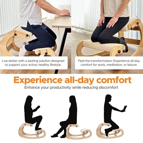 Ergonomic Adjustable Kneeling Chair for Back Pain Relief - Office Desk Posture Stool with Multiple Height Adjustments - Improves Posture & Comfort 8