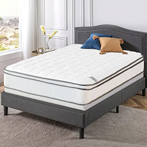 Mattress Comfort, 10-Inch Meduim Plush Eurotop Pillowtop Innerspring Mattress & 8" Wood Box Spring Set, Full