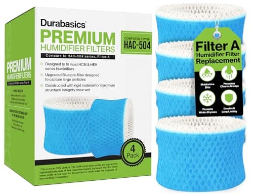 Durabasics 4 Pack of Premium Humidifier Filters Compatible with Honeywell Humidifier Filters HAC-504, HAC-504AW & Honeywell Filter A | Replacement for HCM 350 Filters & Cool Mist Humidifiers