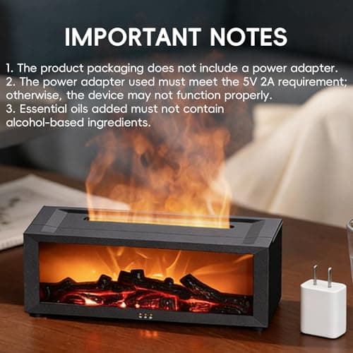 YALEDI Essential Oil Diffuser, 7 Colors Fireplace Flame Fire Oil Diffuser, 150ml Ultrasonic Aromatherapy Humidifier, Scent Diffuser with Remote Control & Timer for Home,Bedroom,Office,Yoga (White) 7