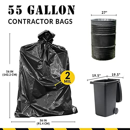 Reli. Contractor Garbage Bags 55 Gallon | 40 Trash Bags | Heavy Duty | Black Contractor 5