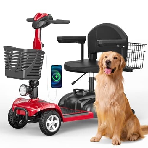 Spacewalk 4 Wheel Mobility Scooter for Seniors - with Dual Baskets, 350W Motor, 264 lbs Capacity, 15 Miles Range, USB Charging Port, Foldable Heavy Duty Mobile Scooter for Elderly