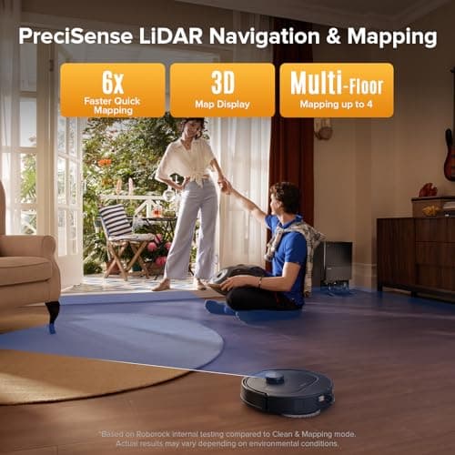 roborock QV 35S Robot Vacuum and Mop, All-in-one Vacuum Cleaner, 10,000Pa Powerful Suction, Self Emptying & Refilling, Self Mop Washing & Air Drying, Anti-Tangle Brushes for Home, Pet Hairs, Black 7