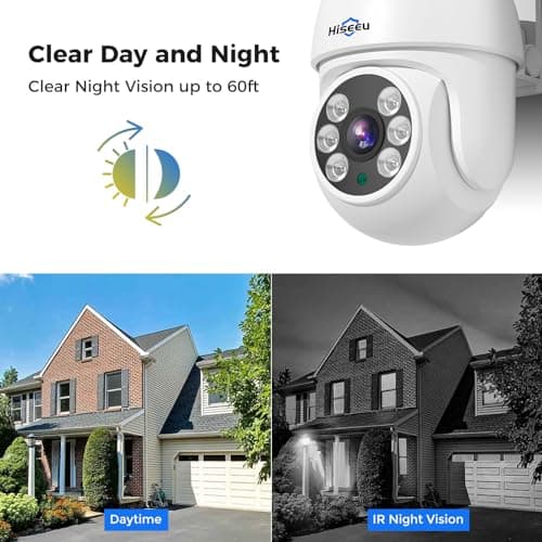 【355°Pan and 90°Tilt】 Hiseeu 5MP AHD CCTV PTZ Home Wired Security Camera 100ft IR Clear Night Vision Analog TVL Security Dome Wired Camera for Indoor Outdoor Security Replacement Camera 1PCS 5