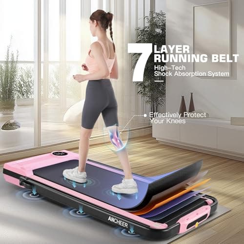 ANCHEER Treadmill with Handles, 3.0 HP Foldable Walking pad with 12% Incline, 320 lbs Capacity-Portable Under Desk Folding Treadmills for Home Small with Widened Belt/Remote Control 5