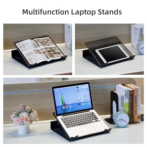 DESIGNA Metal Mesh Ventilated Adjustable Laptop Stands Computer Notebook Holder Stand Riser Compatible with Apple MacBook Air Pro Dell XPS HP Samsung Lenovo More Laptops up to 19"- Black 8