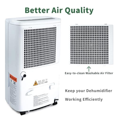 Uhome 150 Pints Dehumidifier with Pump - 7000 Sq. Ft Quiet Dehumidifier for Home, Large Basement, Storages and Large Rooms with 1.85Gallon Water Tank 7