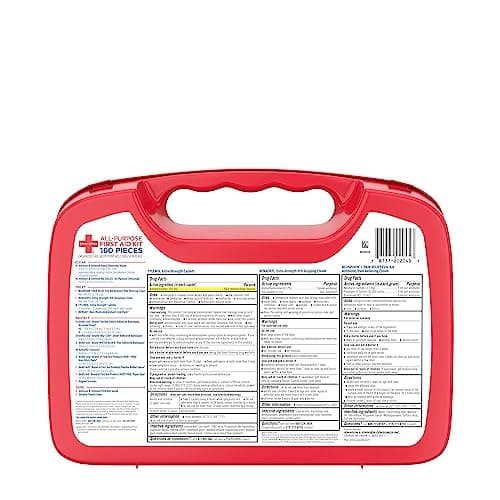 All-Purpose Portable Compact First Aid Kit for Minor Cuts, Scrapes, Sprains & Burns, Perfect for Home, Car, Travel, Camping Essentials & Outdoor Emergency Kit, 160 Piece 9