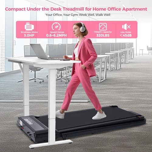 Portable Treadmill with Handles, 0.6-6.2MPH Compact Walking Pad with Handle Bar, 3.0HP Electric Walking Pads Treadmills for Home Small, 320LBS Home Small Under The Desk Treadmill for Small Spaces 6