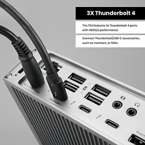 CalDigit TS4, 18-in-1 Thunderbolt 4 Docking Station, 98W Charging, 3* TBT4 (40Gb/s), 3* USB-C + 5* USB-A (10Gb/s), 2.5GbE LAN, 1*8K@30Hz or 2*6K@60Hz Displays, Mac/Windows/Chrome, 0.8m Certified Cable 7