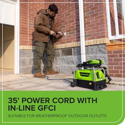 Greenworks 2100 PSI (SGS Certified) 1.2 GPM 13Amp Compact Electric Pressure Washer Telescoping Handle Power Washer for Cars, Driveways, Patios, Patio Furniture & Around Pools 13