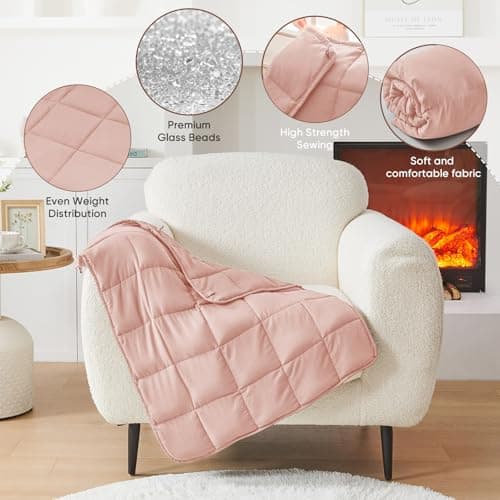 Pink Weighted Lap Blanket for Adults 7lbs, 24"x29", Cooling Heavy Throw Blanket, Portable Travel Weighted Blankets, Soft Small Blankets Gift for Sleeping 7