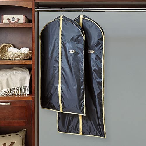 Lillian Vernon Monogram Garment Bag for Men & Women – Personalized 40” Clothing Protector for Suits, Dresses, Gowns, Costumes, & Uniforms, Heavy Duty Black Poly Bags for Travel & Storage 5