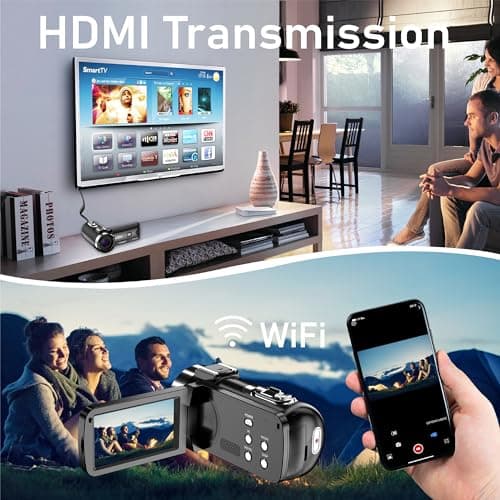 KOMERY 4K Camcorder Video Camera UHD 56MP Night Vision YouTube Camera 16X Digital Zoom 3.0 Inch IPS Screen 4K Video Camera for Filming with Camera Remote Control, Batteries(Black) 5