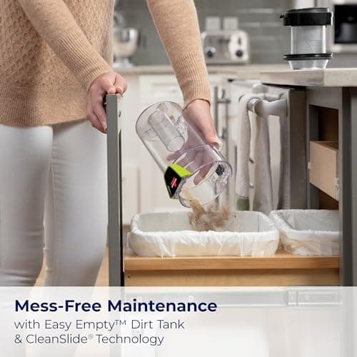 Bissell PowerGlide Slim Corded Vacuum, Powerful Pet Hair Pickup on Carpet & Hard Floors, Lightweight Swivel Steering, 3-in-1 Capabilities with Dusting & Crevice Tool, XL Tank, 3070, Black & Green 5