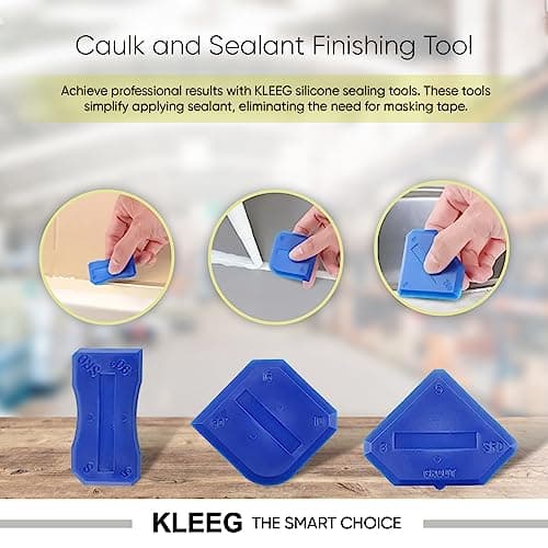 Gorilla Caulk Sealant 100% Silicone, 10oz Cartridge, White + KLEEG Caulk Gun and Caulking Tool Kit - Dripless Gun, Removal Tool, 3in1 Scraper Sealant 5