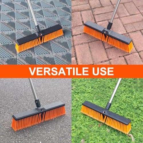 KeFanta Heavy Duty Push Broom Garden Broom 18 inches for Deck Driveway Garage Yard Patio Concrete Wood Stone Floor Cleaning 6