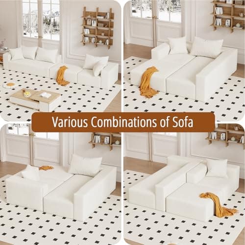 Vamcheer Modular Sectional Sofa with Chaise, Modern L Shaped Cloud Couch with Deep Seat, Sectional Couches for Living Room, Apartment, Office, No Assembly Required, Beige 5