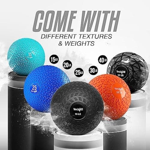 Yes4All 40 lbs Slam Ball, Medicine Ball for Strength and Workout - Fitness Exercise Ball with Grip Tread & Durable Rubber Shell (40lbs, Black) 5