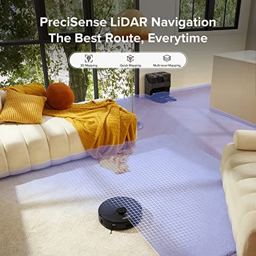 roborock S7 Max Ultra Robot Vacuum and Mop Combo, Auto Mop Drying/Washing, Self-Emptying, Self-Refilling, 5500Pa Suction, Reactive Tech Obstacle Avoidance, Black (RockDock Ultra Series) 7