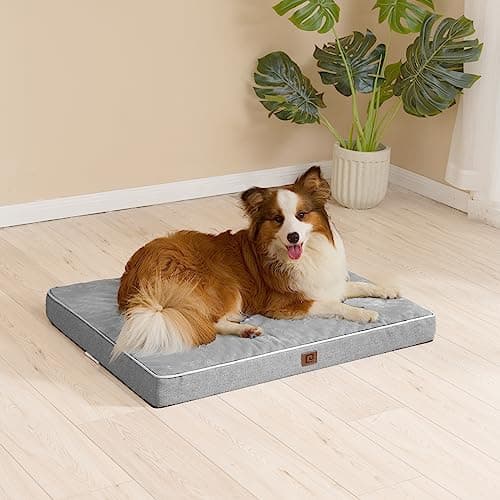 EHEYCIGA Waterproof Dog Bed Orthopedic 35"x23", Memory Foam Pet Bed for Larged Size Dogs, Washable Pet Mat with Removable Cover, Grey 9
