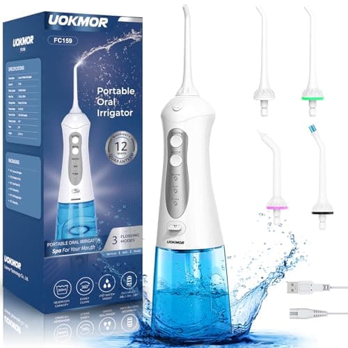 Water Flosser Cordless Teeth Pick: Portable Adults Dental Oral Irrigator for Travel 300ML Flossers Cleaning for Shower