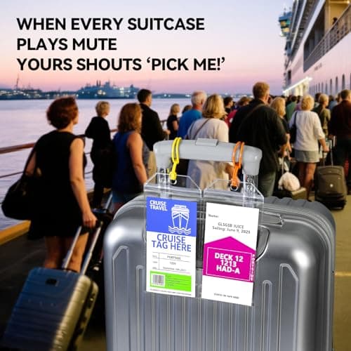UliraGad 6 Pack Cruise Luggage Tag Holder – Durable Waterproof Luggage Tags for Cruise Ships with Zip Seal – Cruise Essentials Tags Holder – Clear Transparent (6-Pack) 6