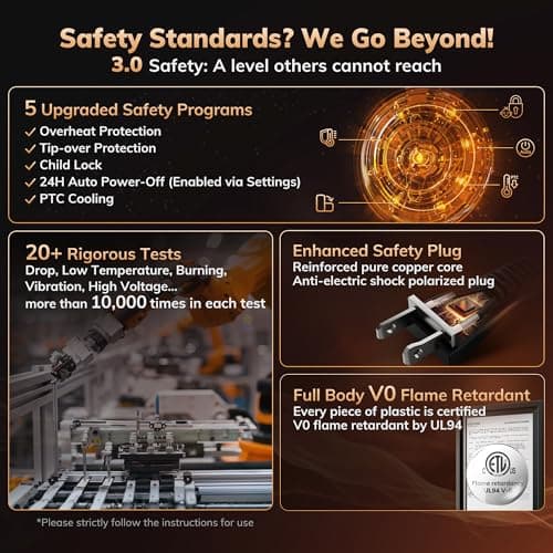 3rd-Gen AEOCKY Space Heater with AI Thermostat, 1500W PTC Electric Heaters for Indoor Use With Remote, 70° Oscillation, Utmost Silence, Safe Portable for Office, Bedroom, Room, Home (White) 6