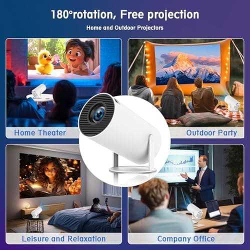 Mini Projector, HY300 PRO Portable Projector, Smart Projector Support 4K 1080P with Dual-Band WIFI6 5G Wireless 5.4 Bluetooth, 200 ANSI, Auto Keystone Correction, 35"-130" Screen Video Projector 8