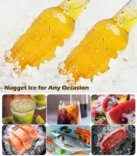 FOOING Nugget Ice Maker Countertop, Crushed Chewable Maker, Self Cleaning Makers with One-Click Operation, 34Lbs/24H, Pebble Portable Machine Scoop for Home Bar Camping RV 6