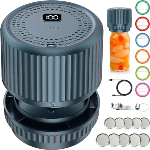 M12 Auto Stop Electric Mason Jar Vacuum Sealer - 2026 Upgrade Smart Jar Vacuum Sealer for Mason Jars with Wide and Regular 2500mAh Battery Portable Mason Jar Sealer Machine Kit