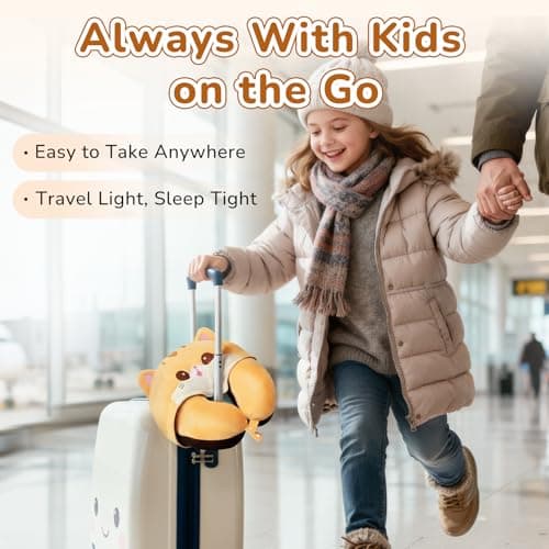Certified to ASTM & CPSIA Standards–Kids Travel Neck Pillow with Hood,Memory Foam Airplane Pillow,Double-Sided, Cute Design, Cooling Ice Silk & Soft Plush, Adjustable, Portable & Washable for Flights 7