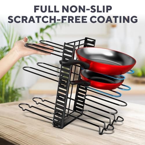 Pots and Pans Organizer Under Cabinet - 8-Tier Adjustable Pan Organizer Rack for Cabinet - Heavy-Duty Pot & Pan Organizer - Perfect to Store Pots, Pans, Lids - Easy Kitchen Organization and Storage 7