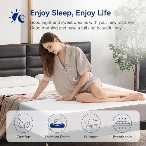 Amazon Basics Memory Foam Mattress, Soft Plush Feel, Breathable, 10 Inch, Twin, White/Grey 6