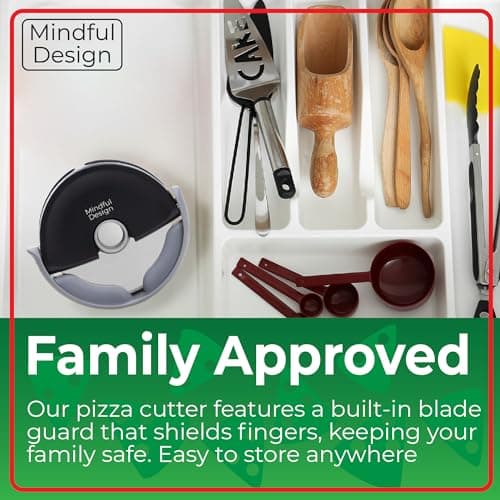 Mindful Design Pizza Cutter Wheel with Protective Blade Cover, Easy to Clean and Dishwasher Safe Handheld Pizza Slicer 5