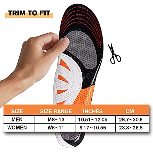 FOOTSECRT Ultra Thin Insoles for Men, Comfort Gel Insoles for Men,Arch Support Inserts Men with Massaging Gel, Reduce Feet and Knee Pressure for All Day(Men Size 7-11 Gray) 5