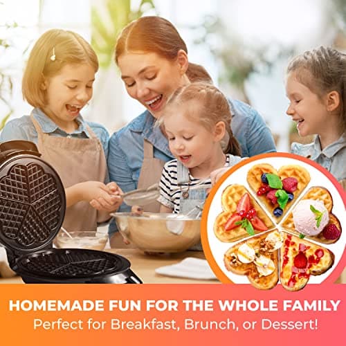 Mueller Heart 5 Waffle Maker, Norwegian Waffle Iron, Adjustable Browning Control & Nonstick, Cool Touch Handle, Easy to Clean, Small Kitchen Appliances 8