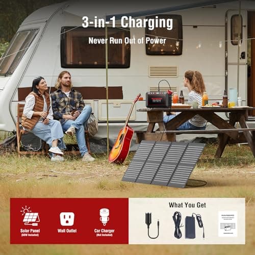MARBERO 237Wh Solar Generator with Solar Panel Included Portable Power Station 300W Pure Sine Wave with Foldable Solar Panel 60W Set for Camping Outdoor Hiking Fishing Emergency 5