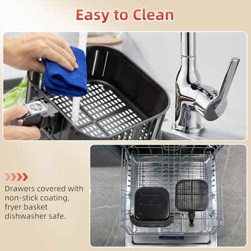 Air Fryer 5.8Qt/5.5L - Uten Electric Airfryer with Temperature Control, Timer, Non-Stick Fry Basket, 1700W High-power, Fast Oven Oilless Cooker, Dishwasher Safe - A Great Kitchen Assistant 6