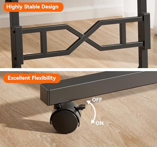 Oransail Small Standing Desk with Wheels, 29.5-45.3 Inch Adjustable Height, Portable Treadmill Desk, Rolling Computer Table for Walking Pad with a Cup Holder and a Hook 6