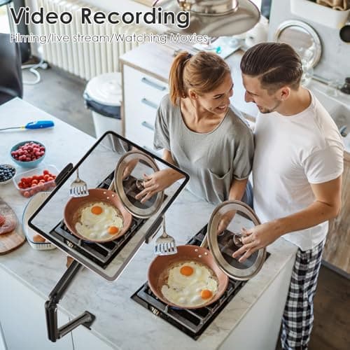 Polbecky for ipad Tablet Stand Holder for Desk,Portable Monitor Stand Holder 15.6'' Max,for ipad Tablet Mount Arm with Upgraded Screws/360°Rotate Base,Fits for Kindle,Tabs 12.9'' Max(Not Over 2.65lb) 6